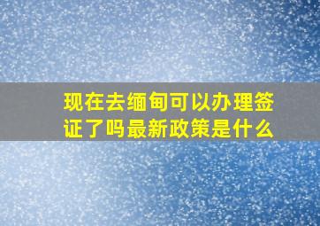 现在去缅甸可以办理签证了吗最新政策是什么