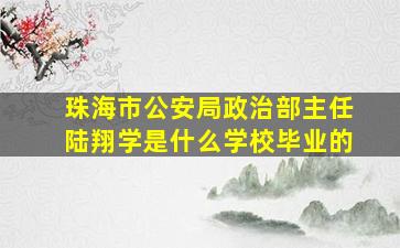 珠海市公安局政治部主任陆翔学是什么学校毕业的