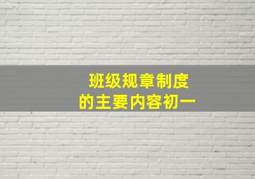 班级规章制度的主要内容初一