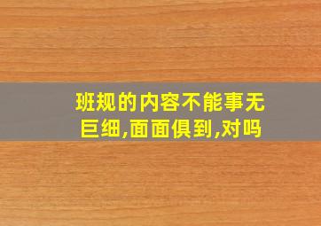 班规的内容不能事无巨细,面面俱到,对吗