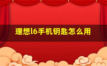 理想l6手机钥匙怎么用