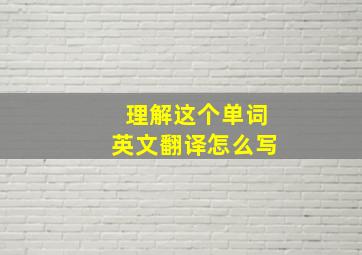 理解这个单词英文翻译怎么写