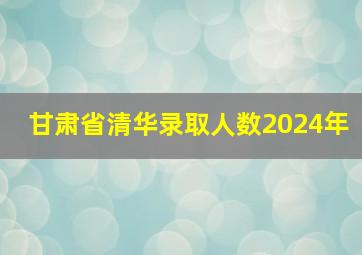 甘肃省清华录取人数2024年