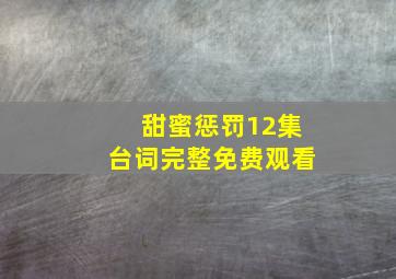 甜蜜惩罚12集台词完整免费观看