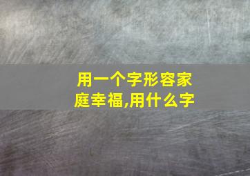 用一个字形容家庭幸福,用什么字