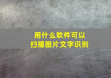 用什么软件可以扫描图片文字识别