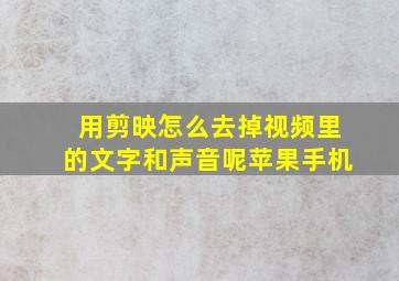 用剪映怎么去掉视频里的文字和声音呢苹果手机