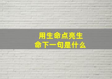 用生命点亮生命下一句是什么