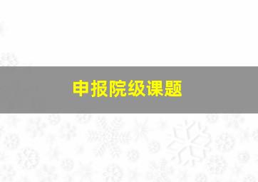 申报院级课题