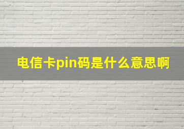 电信卡pin码是什么意思啊