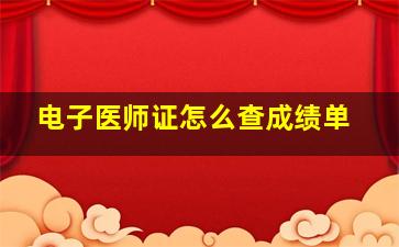 电子医师证怎么查成绩单