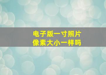 电子版一寸照片像素大小一样吗