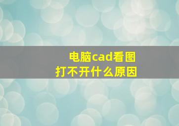 电脑cad看图打不开什么原因