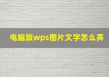 电脑版wps图片文字怎么弄