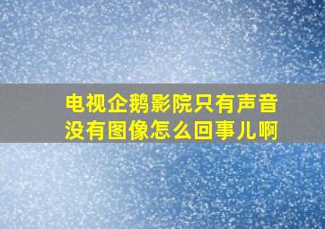 电视企鹅影院只有声音没有图像怎么回事儿啊