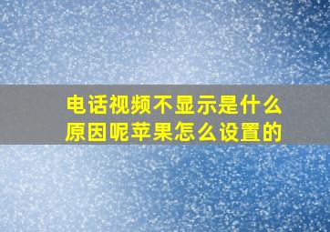 电话视频不显示是什么原因呢苹果怎么设置的