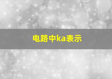 电路中ka表示