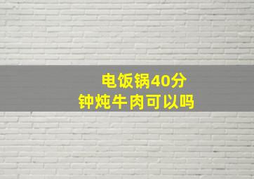 电饭锅40分钟炖牛肉可以吗