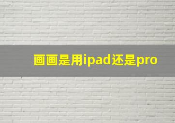 画画是用ipad还是pro