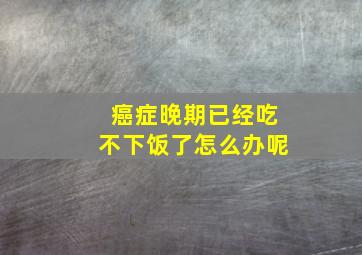 癌症晚期已经吃不下饭了怎么办呢