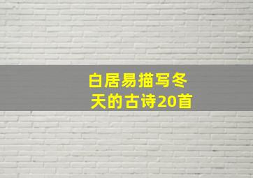 白居易描写冬天的古诗20首