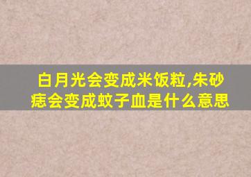 白月光会变成米饭粒,朱砂痣会变成蚊子血是什么意思