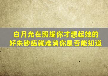 白月光在照耀你才想起她的好朱砂痣就难消你是否能知道