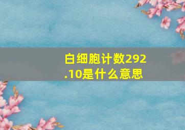 白细胞计数292.10是什么意思