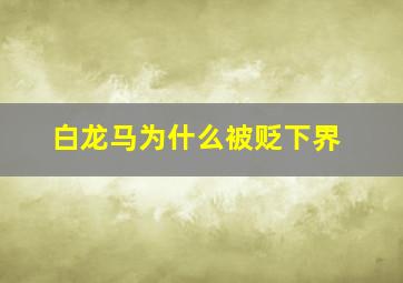 白龙马为什么被贬下界