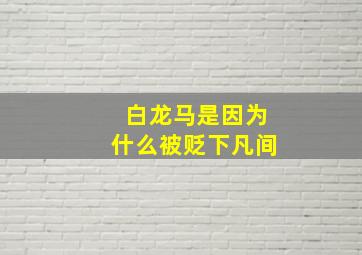 白龙马是因为什么被贬下凡间