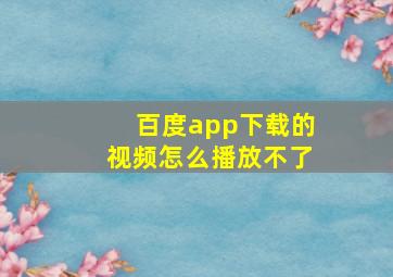 百度app下载的视频怎么播放不了