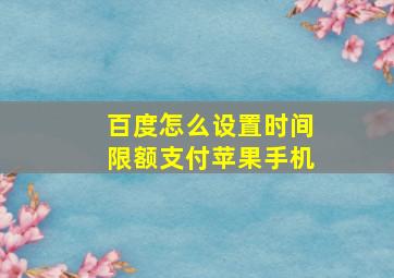 百度怎么设置时间限额支付苹果手机