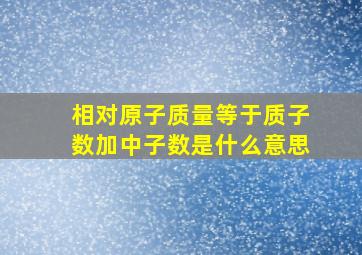 相对原子质量等于质子数加中子数是什么意思