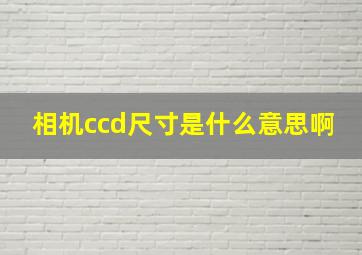 相机ccd尺寸是什么意思啊