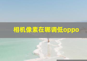 相机像素在哪调低oppo