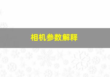 相机参数解释