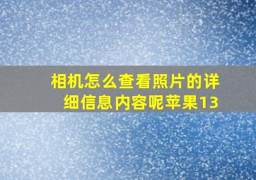 相机怎么查看照片的详细信息内容呢苹果13