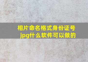 相片命名格式身份证号jpg什么软件可以做的