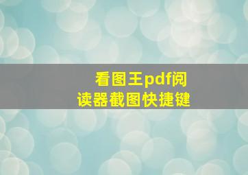 看图王pdf阅读器截图快捷键