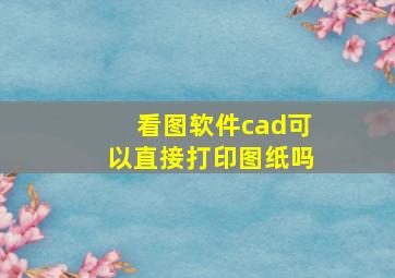 看图软件cad可以直接打印图纸吗