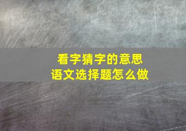 看字猜字的意思语文选择题怎么做