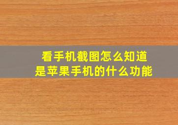 看手机截图怎么知道是苹果手机的什么功能