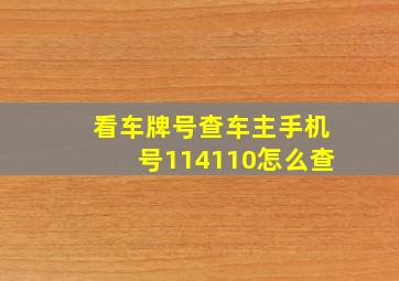 看车牌号查车主手机号114110怎么查