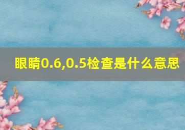 眼睛0.6,0.5检查是什么意思