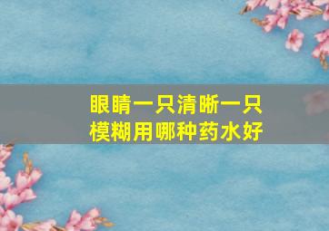 眼睛一只清晰一只模糊用哪种药水好