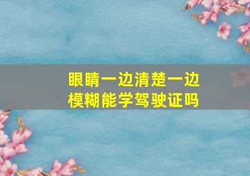 眼睛一边清楚一边模糊能学驾驶证吗