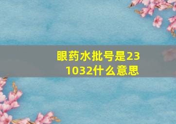 眼药水批号是231032什么意思