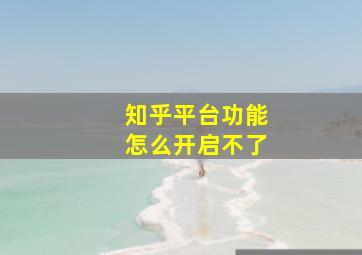 知乎平台功能怎么开启不了