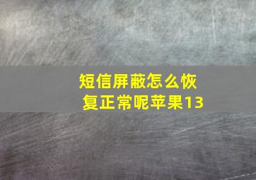 短信屏蔽怎么恢复正常呢苹果13