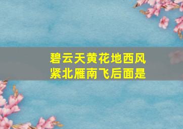 碧云天黄花地西风紧北雁南飞后面是